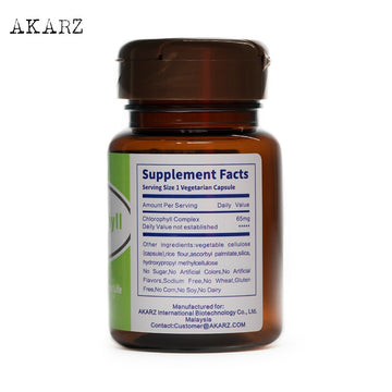 AKARZ Chlorophyll 65MG Supplement - Potent Antioxidant for Immune Health, Skin Whitening & Melanin Reduction